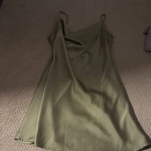 Olive Green Slip Dress - Classic Spaghetti Strap